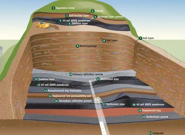 Geomembrane liner seam close-up detail